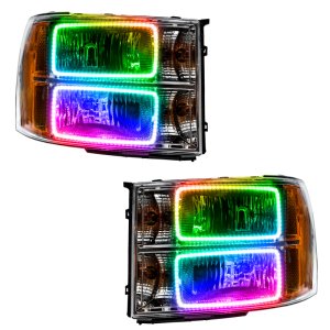 GMC Sierra Headlight Assemblies - ORACLE Lighting - SMD Square Ring Design, ColorSHIFT with Simple Controller - `07-`13 GMC Sierra Headlight Assemblies - ORACLE Lighting - SMD Square Ring Design, ColorSHIFT with Simple Controller - `07-`13